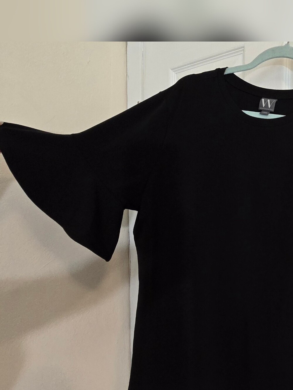 Worthington Black Ruffle-Sleeve Short-Sleeve Tee - Picture 3 of 3